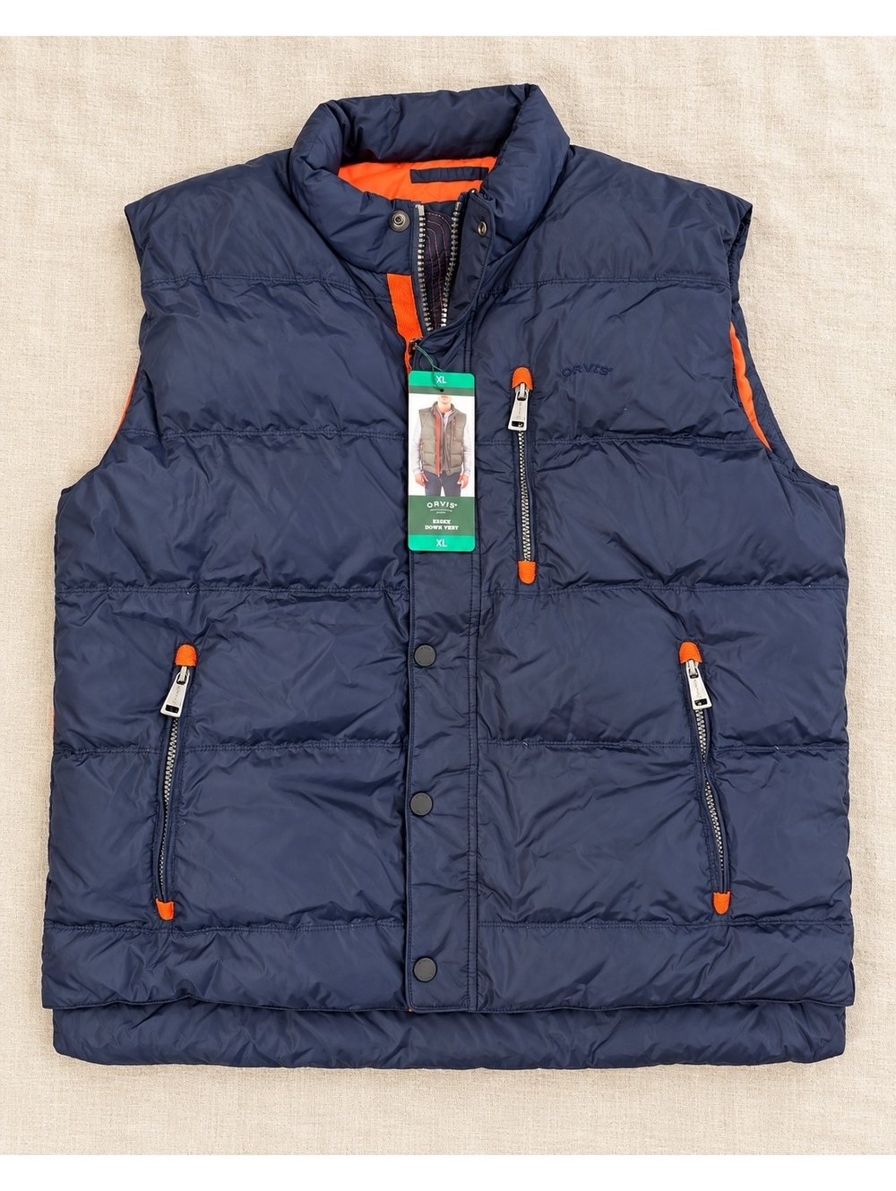 Orvis Duck Down Quilted Puffer Vest Weatherproof Navy Mens Sz XL Gorpcore Tech